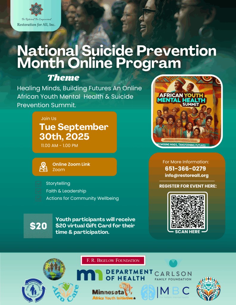 National Suicide Prevention Month Online Program - Restoration for All